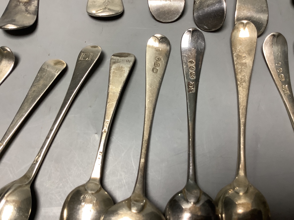 A collection of Georgian silver Old English pattern flatware, approximately 17.75oz